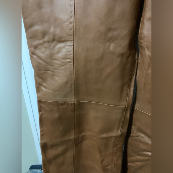 Banana Republic nwt new genuine leather pants caramel brown size 14 - Picture 7 of 16